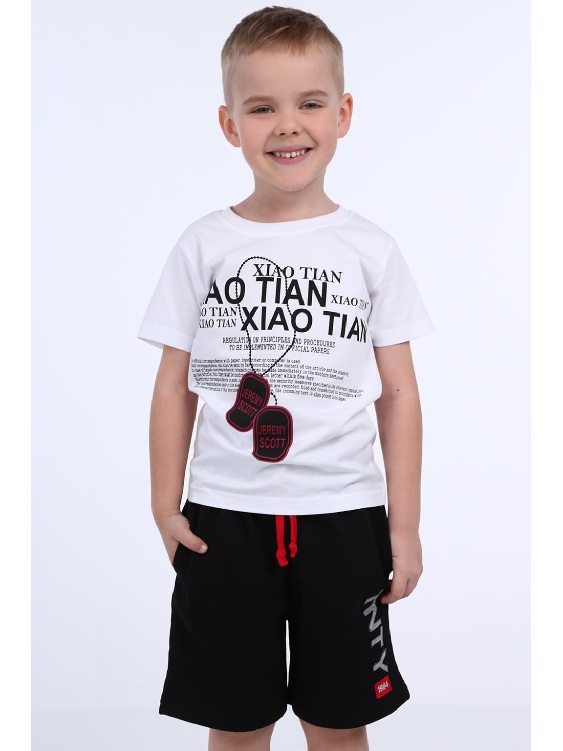 Jungen-T-Shirt mit Aufdruck, weiß NDZ4489 – Online-Shop – Boutique